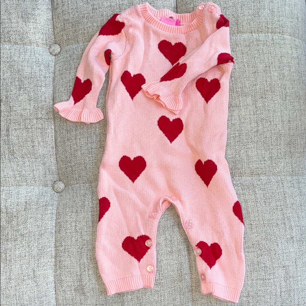 Good Lad Pink One Piece with Red Hearts